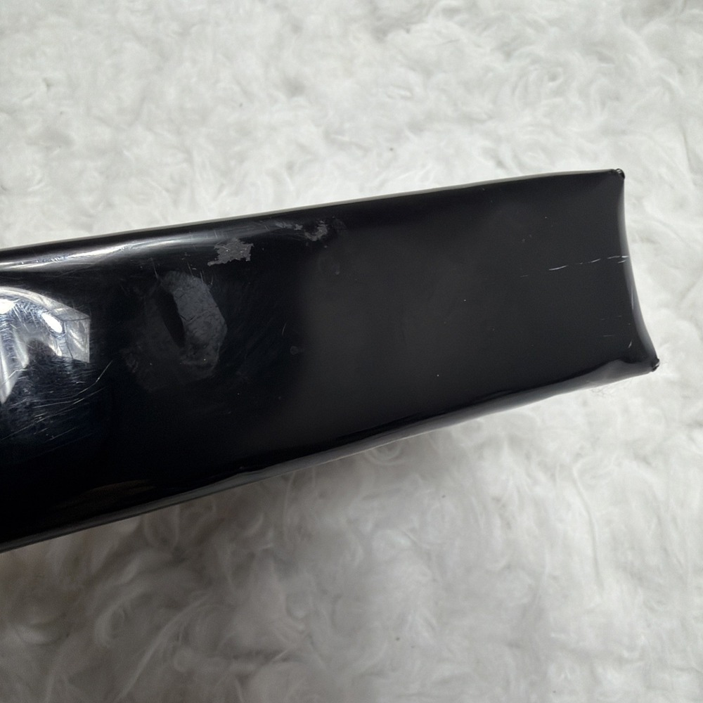 Vintage 80's Black Kiss Lock Evening Bag Clutch Oblong Rectangle Patent Leather - Picture 8 of 8